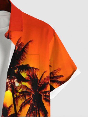 Coconut Tree Ombre Sky Dusk Cloud Print Plus Size Matching Hawaii Beach Outfit For Couples