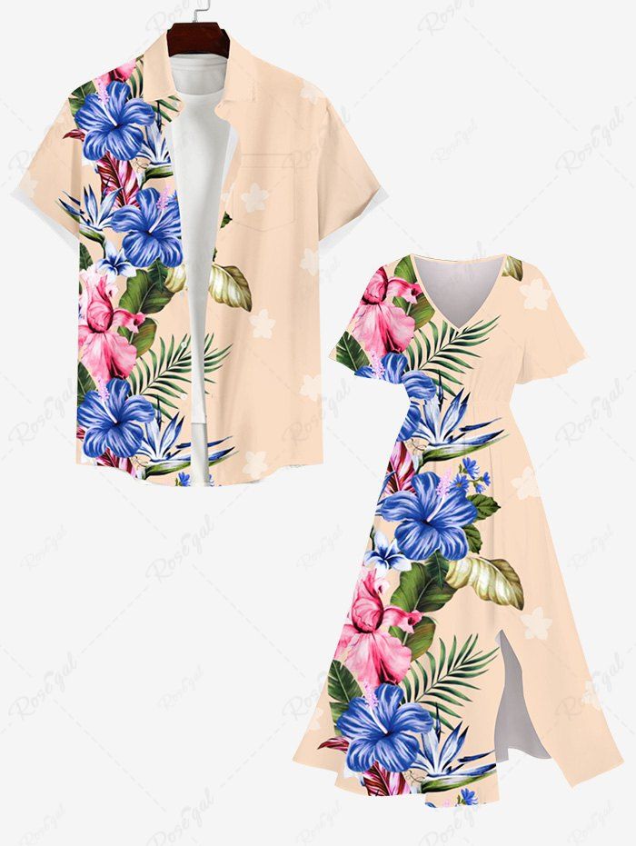 Costume de Plage Grande Taille Imprimé à Fleurs et Feuilles Tropicales Multi-A 