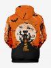 Costume D'Halloween en Blocs de Couleurs Lune et Château Imprimés Croisé Grande Taille pour Couples - Orange Foncé 