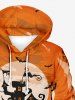 Costume D'Halloween en Blocs de Couleurs Lune et Château Imprimés Croisé Grande Taille pour Couples - Orange Foncé 
