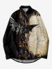 Ensemble Costume D'Halloween Imprimé Journal et Chauve-souris Grande Taille pour Couples - Noir 