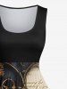 Ensemble Costume D'Halloween Imprimé Journal et Chauve-souris Grande Taille pour Couples - Noir 