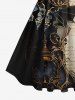 Ensemble Costume D'Halloween Imprimé Journal et Chauve-souris Grande Taille pour Couples - Noir 