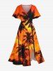 Coconut Tree Ombre Sky Dusk Cloud Print Plus Size Matching Hawaii Beach Outfit For Couples -  