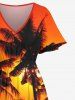 Coconut Tree Ombre Sky Dusk Cloud Print Plus Size Matching Hawaii Beach Outfit For Couples -  