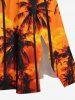 Coconut Tree Ombre Sky Dusk Cloud Print Plus Size Matching Hawaii Beach Outfit For Couples -  