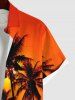 Chemise Imprimé Cocotier 3D avec Poche Kangourou Grande Taille - Orange 4XL