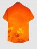Chemise Imprimé Cocotier 3D avec Poche Kangourou Grande Taille - Orange 4XL