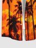 Chemise Imprimé Cocotier 3D avec Poche Kangourou Grande Taille - Orange 4XL