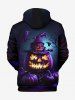 Plus Size Halloween Costume Pumpkin Lantern Hat Skull Tree Print Hoodie For Men -  
