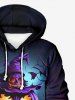 Plus Size Halloween Costume Pumpkin Lantern Hat Skull Tree Print Hoodie For Men -  
