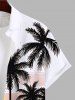 Chemise hawaïenne grande taille à imprimé cocotiers, coucher de soleil, hamac, mer, montagne, boutons, poche, pour homme - Blanc M