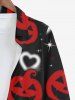 Plus Size Halloween Costume Pumpkin Heart Star Glitter 3D Print Buttons Long Sleeve Shirt For Men -  