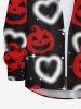 Plus Size Halloween Costume Pumpkin Heart Star Glitter 3D Print Buttons Long Sleeve Shirt For Men -  