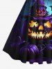 Plus Size Halloween Costume Pumpkin Lantern Hat Skull Tree Print 1950s Vintage Dress -  