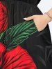 Plus Size Tropical Leaf Hibiscus Flower Print Split Hawaii Midi Dress -  