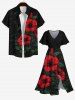Plus Size Tropical Leaf Hibiscus Flower Print Split Hawaii Midi Dress -  