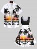 Plus Size Coconut Tree Sunset Hammock Sea Mountain Print Hawaii 1950s Vintage Dress -  