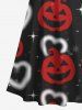 Maxi Robe D'Halloween 3D Citrouille et Cœur Imprimés à Epaule Dénudée Grande Taille à Paillettes - Noir S