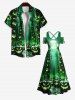 Plus Size Glitter Pumpkin Lantern Tree Forest Moon Galaxy Print Halloween Costume Crisscross Maxi Dress -  