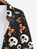 Plus Size Halloween Costume Skulls Spider Web Candy Print Buttons Long Sleeve Shirt For Men -  