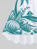 Hawaïen à Imprimé Cocotiers et Etoiles de Mer avec Coquillages Grande-Taille pour Couples - Blanc 