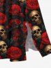 Robe Halloween Mi-longue Fendue Imprimé Rose et Crâne Grande Taille - Multi-A XS
