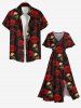 Robe Halloween Mi-longue Fendue Imprimé Rose et Crâne Grande Taille - Multi-A L