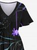 Plus Size Glitter Ombre Spider Web Print Halloween Costume Split Pocket A Line Midi Dress -  