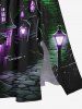 Plus Size Glitter Lantern Castle House Road Print Halloween Costume Split Pocket A Line Midi Dress -  