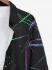 Plus Size Glitter Ombre Spider Web Print Halloween Button Shirt For Men -  