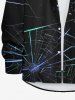 Plus Size Glitter Ombre Spider Web Print Halloween Button Shirt For Men -  