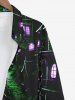 Chemise D'Halloween Château et Lanterne Imprimés Boutonnée de Grande Taille à Paillettes pour Homme - Noir 3XL