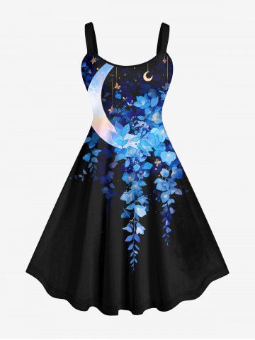 Robe Grande Taille Imprimée Mouchoir Ombre Galaxie - BLACK - 6X