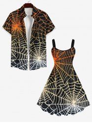 Costume D'Halloween en Couleur Ombrée Toile D'araignée Grande Taille pour Couples - Noir 