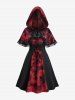 Ensemble Cape à Capuche Halloween Rose Colorée et Lacets Grande Taille - Noir 4X | US 26-28