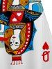 Playing Card Print V Neck High Waist Spaghetti Strap Dress -  