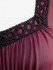 Robe Mi-Longue Linge A Ceinturée Tressée à Manches de Cloche Grande Taille - Rouge foncé 4X | US 26-28
