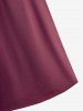 Robe Mi-Longue Linge A Ceinturée Tressée à Manches de Cloche Grande Taille - Rouge foncé 4X | US 26-28
