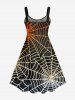 Plus Size Halloween Costume Ombre Spider Web Print Tank Dress -  