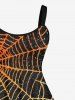 Plus Size Halloween Costume Ombre Spider Web Print Tank Dress -  