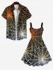 Plus Size Halloween Costume Ombre Spider Web Print Tank Dress -  