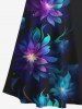 Plus Size Flowers Ombre Glitter 3D Print Cold Shoulder Crisscross Hawaii Maxi Dress -  