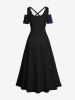 Plus Size Flowers Ombre Glitter 3D Print Cold Shoulder Crisscross Hawaii Maxi Dress -  
