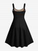 Plus Size Halloween Costume Pumpkin Latern Bat Devil Letters Print Tank Dress -  