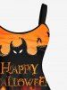 Plus Size Halloween Costume Pumpkin Latern Bat Devil Letters Print Tank Dress -  
