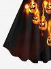 Plus Size Halloween Costume Pumpkin Latern Bat Devil Letters Print Tank Dress -  