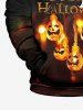 Plus Size Halloween Costume Pumpkin Latern Bat Demon Letters Print Pocket Drawstring Hoodie For Men -  