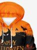 Plus Size Halloween Costume Pumpkin Latern Bat Demon Letters Print Pocket Drawstring Hoodie For Men -  