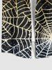 Plus Size Halloween Costume Ombre Spider Web Print Buttons Pocket Shirt For Men -  